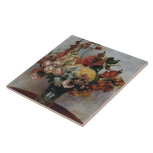 Vintage Pierre Auguste Renoir Flowers in een Vase Tegeltje