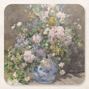 Vintage Pierre Auguste Renoir Spring Bouquet Kartonnen Onderzetters
