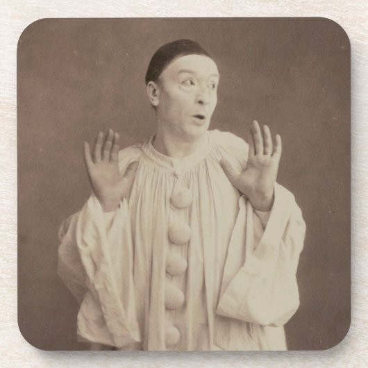 Vintage Pierrot Clown Bier Onderzetter (Voorkant)
