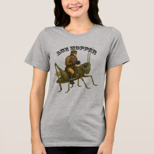Vintage Piloot die op een Reusachtige Sprinkhaan R Tri-Blend Shirt