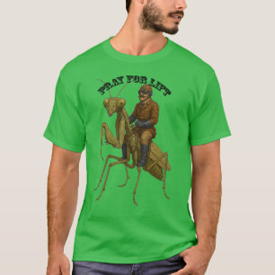 Vintage Piloot die op een Reuzen bidsprinkhaan rij T-shirt