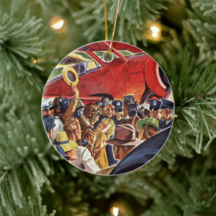 Vintage piloot van een eenpersoons propellervliegt keramisch ornament