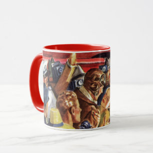 Vintage piloot van een eenpersoons propellervliegt mok