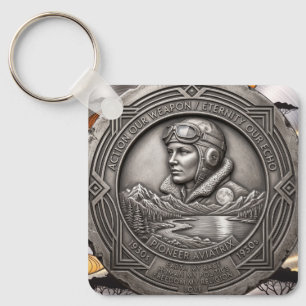 Vintage Piloot Vierkante Sleutelhanger   Feministi
