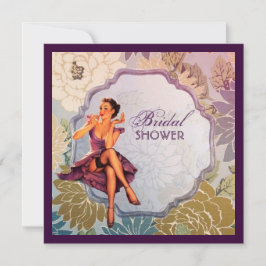 Vintage Pin Up Girl housewife Retro Bridal Shower Kaart