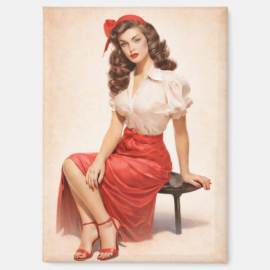 Vintage Pin-Up Glam Magnet  (Voorkant)