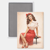 Vintage Pin-Up Glamour Magneet (Voorkant / Achterkant)