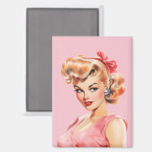 Vintage Pin-Up Magnet – Rosie Belle | Retro 1950s (Voorkant / Achterkant)