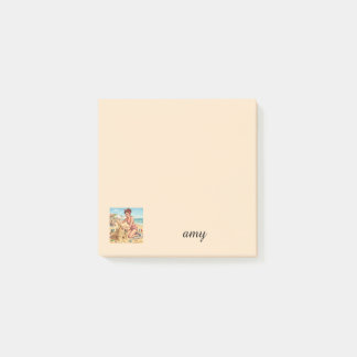 Vintage Pin-Up Meisje Maakt Zandkasteel | Geperson Post-it® Notes