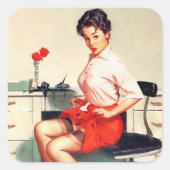 Vintage pin-up meisjes kunst sticker vel (Voorkant)