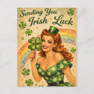 Vintage Pin-Up St. Patrick's Day Ansichtkaart  Feestdagenkaart