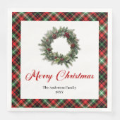 Vintage Pine Wreath Christmas Napkin Personalized Servet (Voorkant)