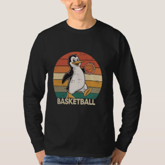 Vintage Pinguïn Basketbal Spelende Pinguïn Liefheb T-shirt