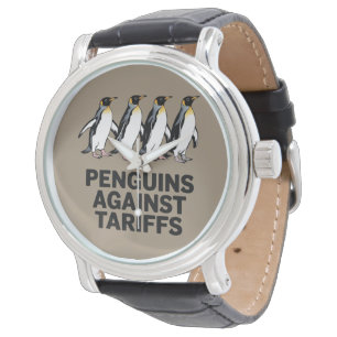 Vintage Pinguïns Protesteren Tegen Tarieven Grappi Horloge