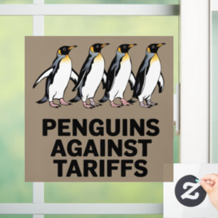 Vintage Pinguïns Protesteren Tegen Tarieven Grappi Raamsticker