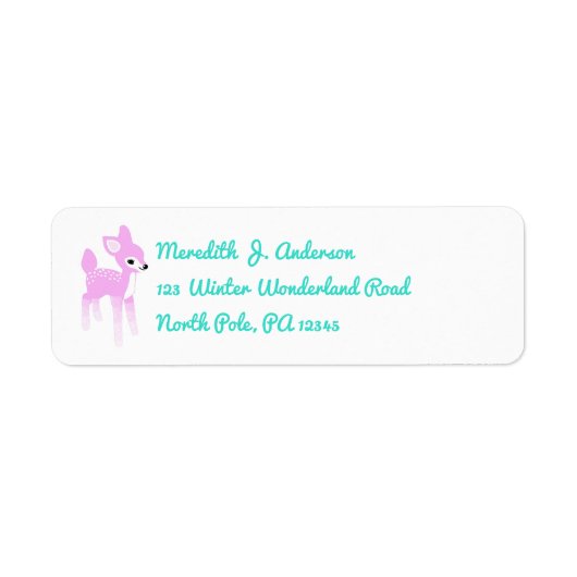Vintage Pink and Mint Deer Return Address Labels (Voorkant)