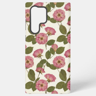 Vintage Pink Botanical Rose- Romantic Pressed Samsung Galaxy Hoesje