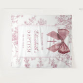 Vintage Pink Bow Baptism Photo Backdrop Wandkleed (Voorkant (horizontaal))