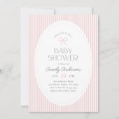 Vintage Pink Bow Girl Baby Shower Kaart (Voorkant)