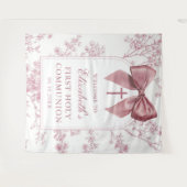 Vintage Pink Bow Holy Communion Photo Backdrop Wandkleed (Voorkant (horizontaal))