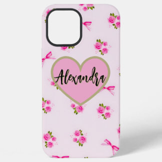 Vintage Pink Bows and Red Cherries Aesthetic Water iPhone 12 Pro Max Hoesje