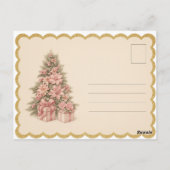Vintage Pink Christmas Tree Postcard Briefkaart (Achterkant)