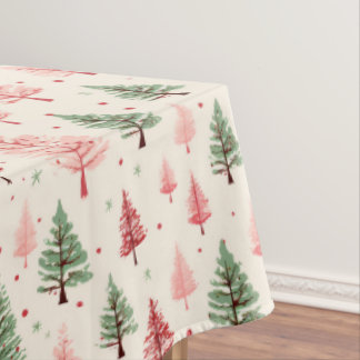Vintage Pink Christmas Tree  Tafelkleed