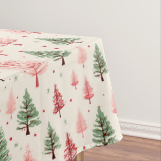 Vintage Pink Christmas Tree  Tafelkleed