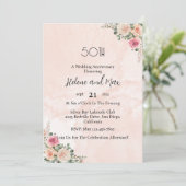 Vintage Pink Cream Floral Wedding Anniversary  Kaart (Staand voorkant)