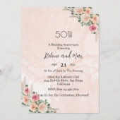 Vintage Pink Cream Floral Wedding Anniversary  Kaart (Voorkant / Achterkant)