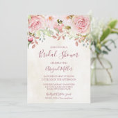 Vintage Pink Floral Spring Bridal Shower Kaart (Staand voorkant)