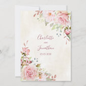Vintage Pink Floral Spring Wedding Invitations Kaart (Achterkant)