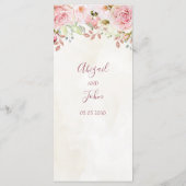 Vintage Pink Floral Spring Wedding Menu (Achterkant)