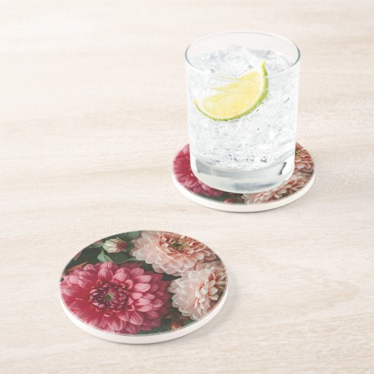Vintage Pink Flowers Zandsteen Onderzetter (Zijkant)