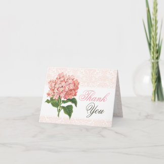 Vintage Pink Hydrangea Thank You Card Bedankkaart