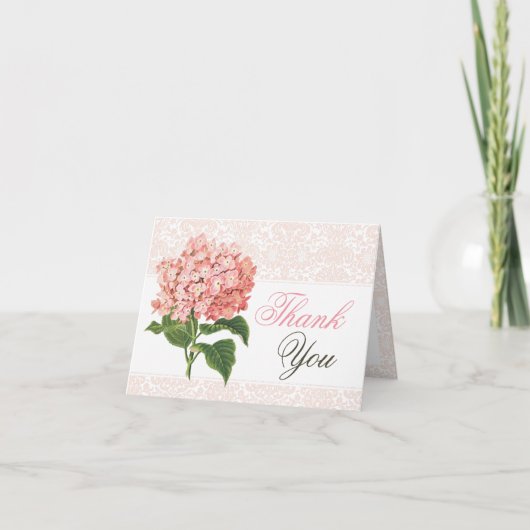 Vintage Pink Hydrangea Thank You Card Bedankkaart (Voorkant)