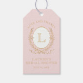 Vintage Pink Paris Glam | Monogram Bridal Shower Cadeaulabel (Voorkant)