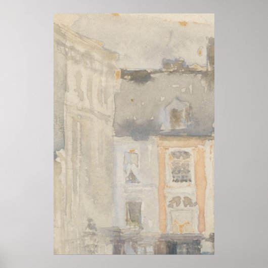 Vintage Pink Pastel Cityscape Art Poster (Voorkant)