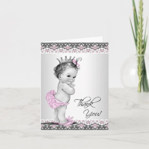 Vintage Pink Princess Baby Shower Thank You Cards Bedankkaart