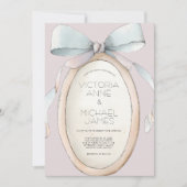 Vintage Pink Ribbons Wedding Invitation Kaart (Voorkant)