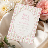 Vintage Pink Rose Baby Shower Kaart
