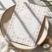 Vintage Pink Rose Baby Shower Kaart