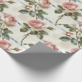 Vintage Pink Rose Cadeaupapier (Hoek)