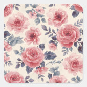 Vintage Pink Rose Floral Pattern Sticker (Voorkant)