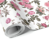 Vintage Pink Roses Cadeaupapier (Rol Hoek)