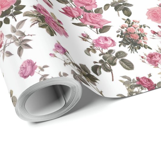 Vintage Pink Roses Cadeaupapier (Rol Hoek)