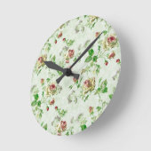 Vintage Pink Roses Floral Pattern Ronde Klok (Hoek)