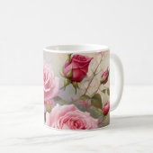 Vintage Pink Roses Koffiemok (Voorkant rechts)