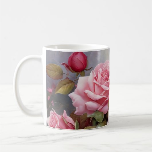 Vintage Pink Roses Koffiemok (Links)