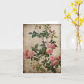 Vintage Pink Roses Note Card Kaart (Gele Bloem)